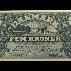 5 kroner 1943 J, Svendsen/Lund, Nr. 8994714, Sieg 102, DOP 123, Pick 30, Kva. 0