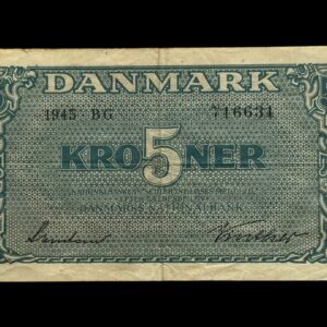 5 kroner 1945 BG, Svendsen/Vinther, Nr. 716631, Sieg 119, DOP 128b, Pick 35b, Kva. 1