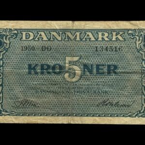5 kroner 1950 DO, Riim/Rohleder, Nr. 134516, Sieg 119, DOP 128b, Pick 35b, Kva. 1