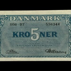 5 kroner 1950 DT, Riim/Rohleder, Nr. 556344, Sieg 119, DOP 128b, Pick 35b, Kva. 0