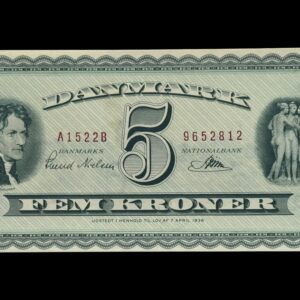 5 kroner 1952 A1, Riim/Svend Nielsen, Nr. 9652812, Sieg 126, DOP 137, Pick 42, Kva. 0