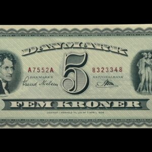 5 kroner 1955 A7, Riim/Svend Nielsen, Nr. 8323348, Sieg 126, DOP 137, Pick 42, Kva. 0