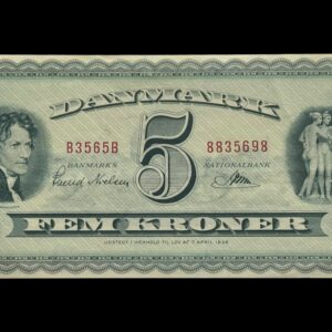 5 kroner 1956 B3, Riim/Svend Nielsen, Nr. 8835698, Sieg 129, DOP 138, Pick 42, Kva. 0-01