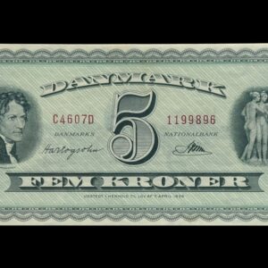 5 kroner 1960 C4, Riim/Hartogsohn, Nr. 1199896, Sieg 129, DOP 138, Pick 42, Kva. 0