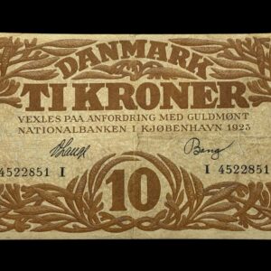 10 kroner 1923 I, V.Lange/Bang, Nr. 4522851, Sieg 103, DOP 114, Pick 21, Kva. 1-1+