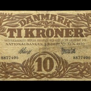 10 kroner 1930, V.Lange/Clementsen, Nr. 8877406, Sieg 104, DOP 119, Pick 26, Kva. 1
