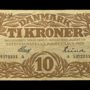 10 kroner 1930 A, V.Lange/Lund, Nr. 5372233, Sieg 104, DOP 119, Pick 26, Kva. 1