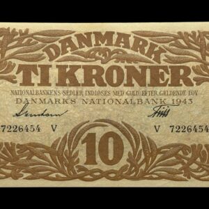10 kroner 1943 V, Svendsen/Friis, Nr. 7226454, Sieg 105, DOP 124, Pick 31, Kva. 0