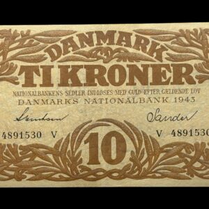 10 kroner 1943 V, Svendsen/Sander, Nr. 4891530, Sieg 105, DOP 124, Pick 31, Kva. 0