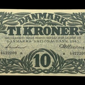 10 kroner 1945 a, Svendsen/Hellerung, Nr. 4422209, Sieg 121, DOP 130, Pick 37, Kva. 01