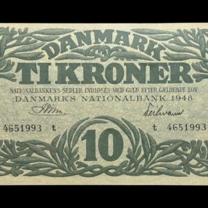 10 kroner 1948 t, Riim/Teilmann, Nr. 4651993, Sieg 122, DOP 131, Pick 37, Kva. 0