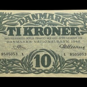 10 kroner 1948 t, Riim/Hellerung, Nr. 8505053, Sieg 122, DOP 131, Pick 37, Kva. 01