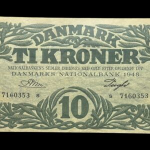 10 kroner 1948 s, Riim/Pugh, Nr. 7160353, Sieg 122, DOP 131, Pick 37, Kva. 1+