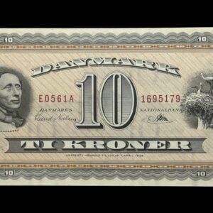 10 kroner 1956 E0, Riim/Svend Nielsen, Nr. 1695179, Sieg 132, DOP 141, Pick 44, Kva. 0-01
