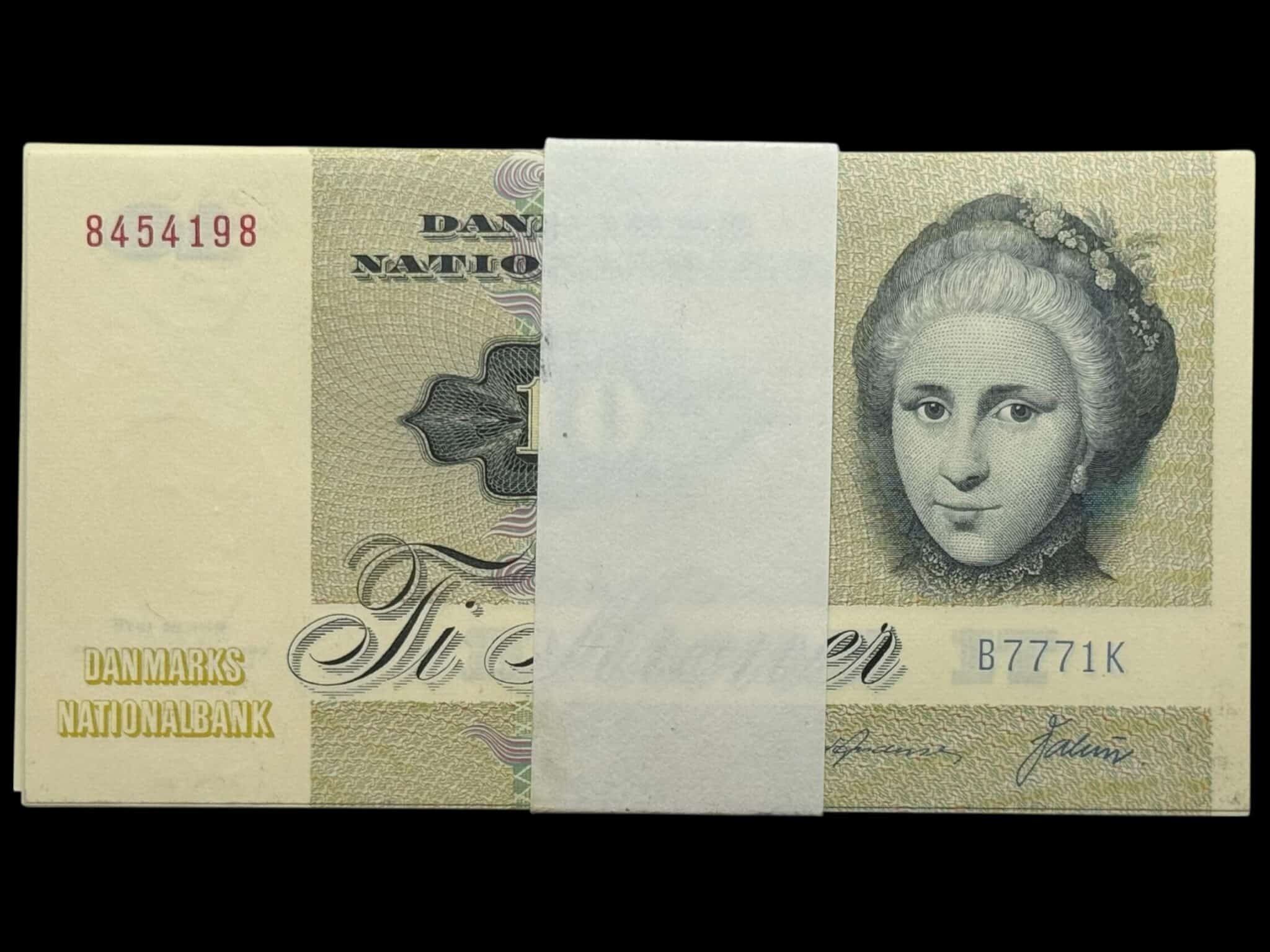 Bundt "10 stk" 10 kroner 1977 B7, Valuer/Svend Andersen, Nr. 8454198-207, Sieg 139, DOP 148, Pick 48, Kva. 0