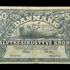 50 kroner 1926, V.Lange/Boye, Nr. 9654706, Sieg 106, DOP 115, Pick 22, Kva. 1+ "små huller"