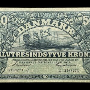 50 kroner 1939 C, Svendsen/Ingerslevgaard, Nr. 2468273, Sieg 108, DOP 125, Pick 32, Kva. 0-01