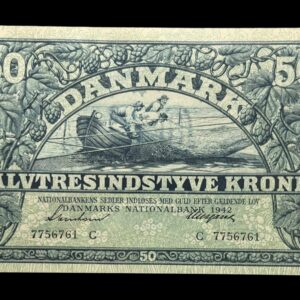 50 kroner 1942 C, Svendsen/Neergaard, Nr. 7756761, Sieg 108, DOP 125, Pick 32, Kva. 0