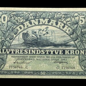 50 kroner 1942 C, Svendsen/Neergaard, Nr. 7756768, Sieg 108, DOP 125, Pick 32, Kva. 0