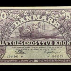 50 kroner 1953 m, Riim/Ingerslevgaard, Nr. 1944203, Sieg 124, DOP 133, Pick 38, Kva. 1+