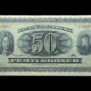 50 kroner 1956 A1 0J, Riim/Haugen Johansen, Nr. 2750365, Sieg 134, DOP 143, Pick 45, Kva. 01