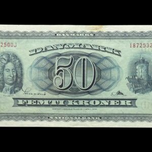 50 kroner 1957 A2 0J, Riim/Sunesen, Nr. 1872532, Sieg 134, DOP 143, Pick 45, Kva. 01