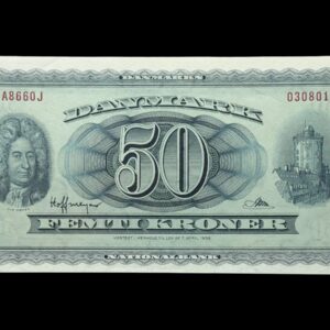 50 kroner 1966 A8 0J, Riim/Hoffmeyer, Nr. 0308014, Sieg 135, DOP 144, Pick 45, Kva. 0