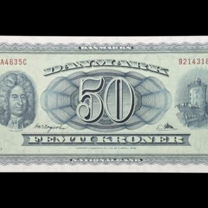 50 kroner 1963 A4, Riim/Hartogsohn, Nr. 9214318, Sieg 135, DOP 144, Pick 45, Kva. 0