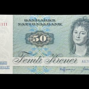 50 kroner 1979 A6, Valuer/Hoffmeyer, Nr. 8311111, Sieg 141, DOP 150, Pick 50, Kva. 0