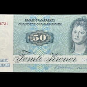 50 kroner 1984 C2, Valuer/R. Mikkelsen, Nr. 1226731, Sieg 141, DOP 150, Pick 50, Kva. 0