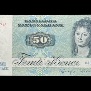 50 kroner 1984 C3, Valuer/Hoffmeyer, Nr. 7574718, Sieg 141, DOP 150, Pick 50, Kva. 0