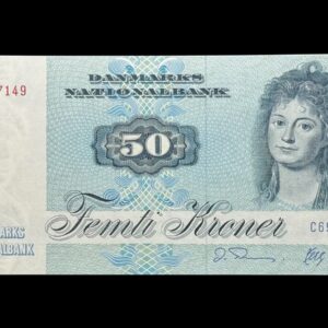 50 kroner 1986 C6, Valuer/O. Thomasen, Nr. 1197149, Sieg 141, DOP 150, Pick 50, Kva. 0