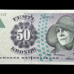 50 kroner 2001 A5, Heering/Jens Thomsen, Nr. 056299K-236823C, Sieg 146, DOP 155, Pick 55, Kva. 0 "Modelfoto"