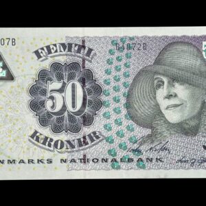 50 kroner 2007 B4, Lars G. Sørensen/Torben Nielsen, Nr. 670874M-778480F, Sieg 146, DOP 155, Pick 55, Kva. 0 "Modelfoto"