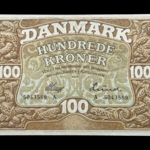 100 kroner 1928 A, V.Lange/Lund , Nr. 5043589, Sieg 109, DOP 116, Pick 23, Kva. 1+-01