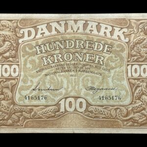 100 kroner 1943 B,Svendsen/Neergaard , Nr. 8061957, Sieg 111, DOP 126, Pick 33, Kva. 0