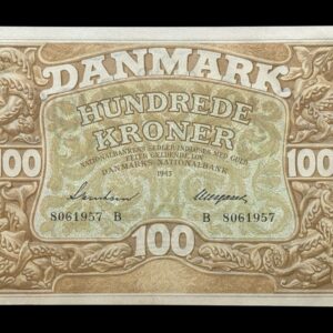 100 kroner 1943 B,Svendsen/Hellerung , Nr. 7781279, Sieg 111, DOP 126, Pick 33, Kva. 0-01