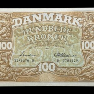100 kroner 1943 B,Svendsen/Neergaard , Nr. 6198196, Sieg 111, DOP 126, Pick 33, Kva. 0