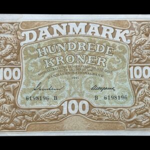 100 kroner 1943 B,Svendsen/Neergaard , Nr. 6198187, Sieg 111, DOP 126, Pick 33, Kva. 0