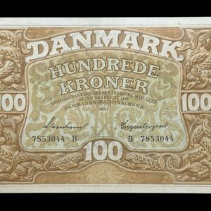 100 kroner 1943 B,Svendsen/Hellerung , Nr. 7853044, Sieg 111, DOP 126, Pick 33, Kva. 0