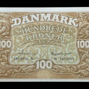 100 kroner 1943 B,Svendsen/Ingerslevgaard , Nr. 7853053, Sieg 111, DOP 126, Pick 33, Kva. 0