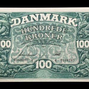 100 kroner 1944 e,Svendsen/Friis , Nr. 0168287, Sieg 125, DOP 134, Pick 39, Kva. 0