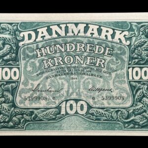 100 kroner 1944 e, Svendsen/Neergaard , Nr. 5399908, Sieg 125, DOP 134, Pick 39, Kva. 0