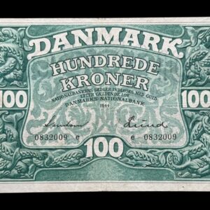 100 kroner 1944 e, Svendsen/Lund , Nr. 0832009, Sieg 125, DOP 134, Pick 39, Kva. 1+