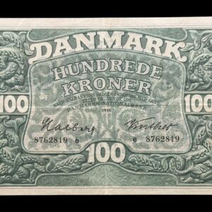 100 kroner 1946 e, Halberg/Vinther , Nr. 8762819, Sieg 126, DOP 135, Pick 39, Kva. 1+