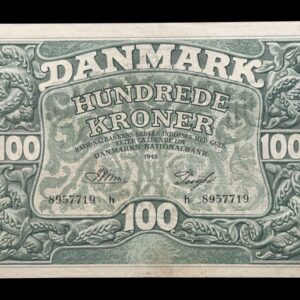 100 kroner 1948 h, Riim/Pugh , Nr. 8957719, Sieg 126, DOP 135, Pick 39, Kva. 0 "lidt beskidt"