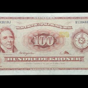 100 kroner 1961 A3 0J, Riim/Hartogsohn, Nr. 9138488, Sieg 137, DOP 146, Pick 46, Kva. 0-01