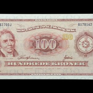 100 kroner 1970 B2 0J, Valuer/Svend Andersen, Nr. 8178142, Sieg 137, DOP 146, Pick 46, Kva. 0