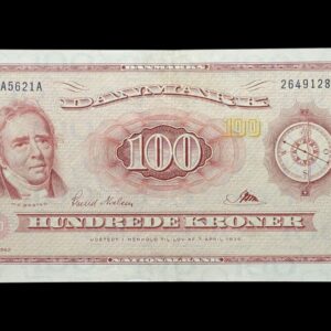 100 kroner 1962 A5, Riim/Svend Nielsen, Nr. 2649128, Sieg 137, DOP 146, Pick 46, Kva. 01