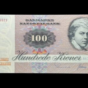100 kroner 1975 A4, Valuer/Sunesen, Nr. 0069923, Sieg 142, DOP 151, Pick 51, Kva. 0